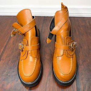 SHEIN BROWN CUT OUT BUCKLE BOOT